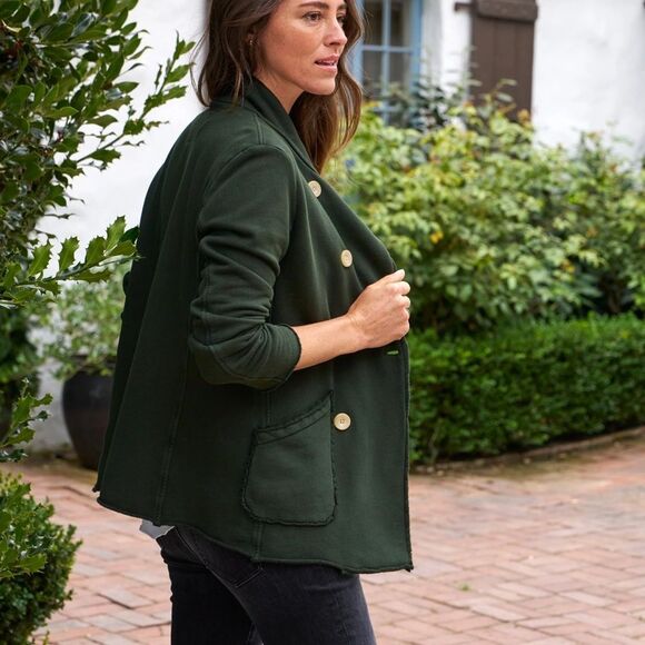 Frank & Eileen Belfast Sweatshirt Peacoat Jacket Triple Fleece Green Size XS - Picture 2 of 8